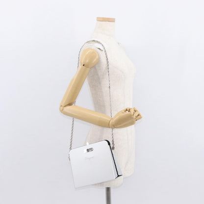 Salvatore Ferragamo Vintage Gancini Chain Leather, Silver, Stainless Steel, Shoulder Bag