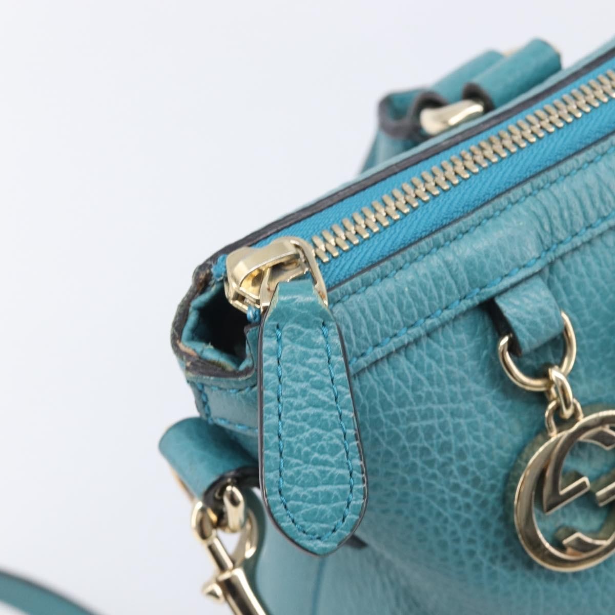 Gucci GG Charm Convertible Dome Satchel Leather, Blue, Leather, Handbag