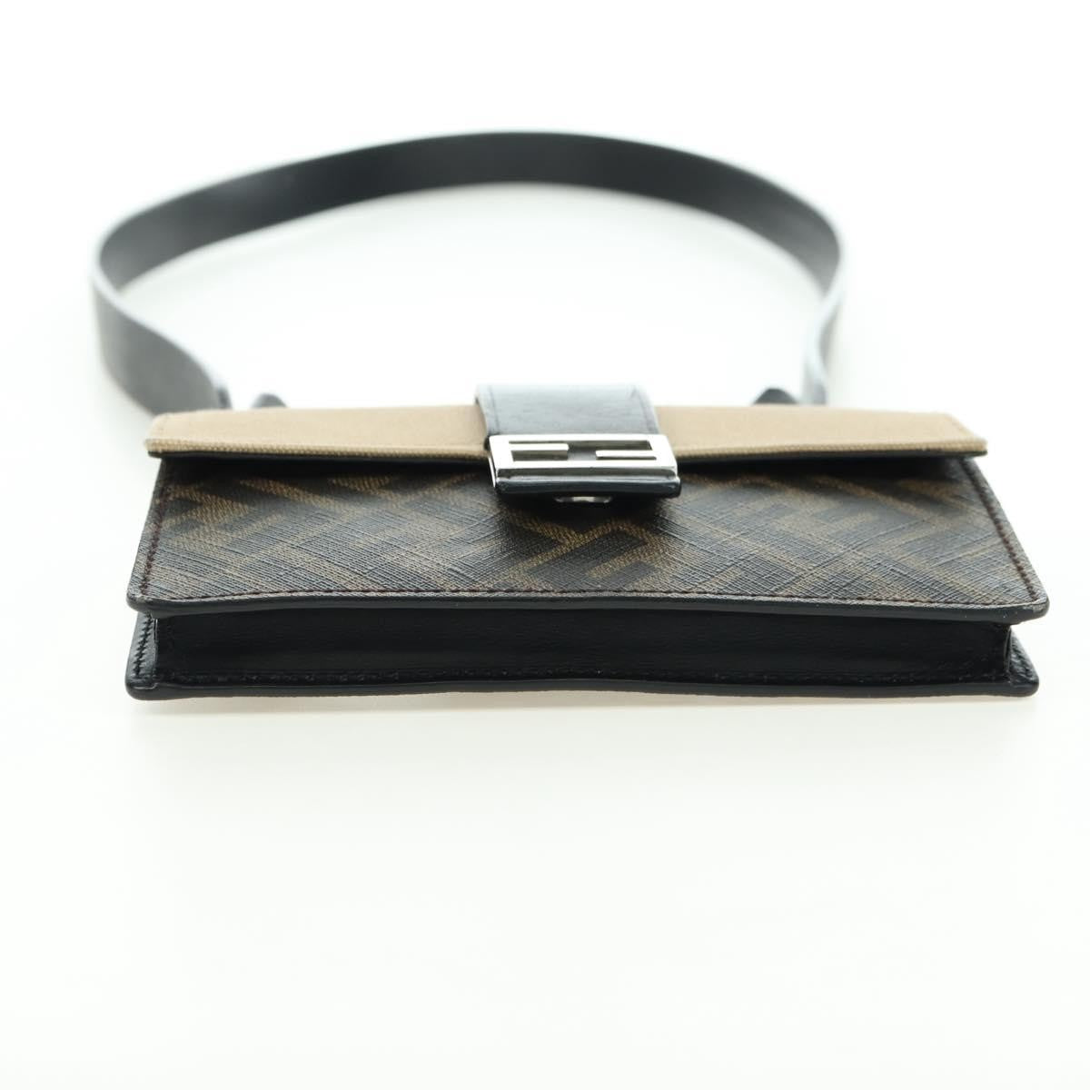 Fendi Baguette Zucca Canvas with Leather, Brown, Canvas, Crossbody Bag