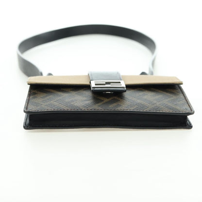 Fendi Baguette Zucca Canvas with Leather, Brown, Canvas, Crossbody Bag