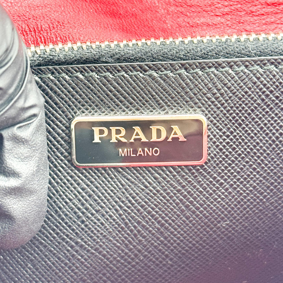 Prada Convertible Sound Vernice Saffiano Leather, Black, Leather, Handbag