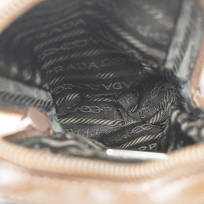 Prada Logo Pouch Leather, Brown, Leather, Clutch