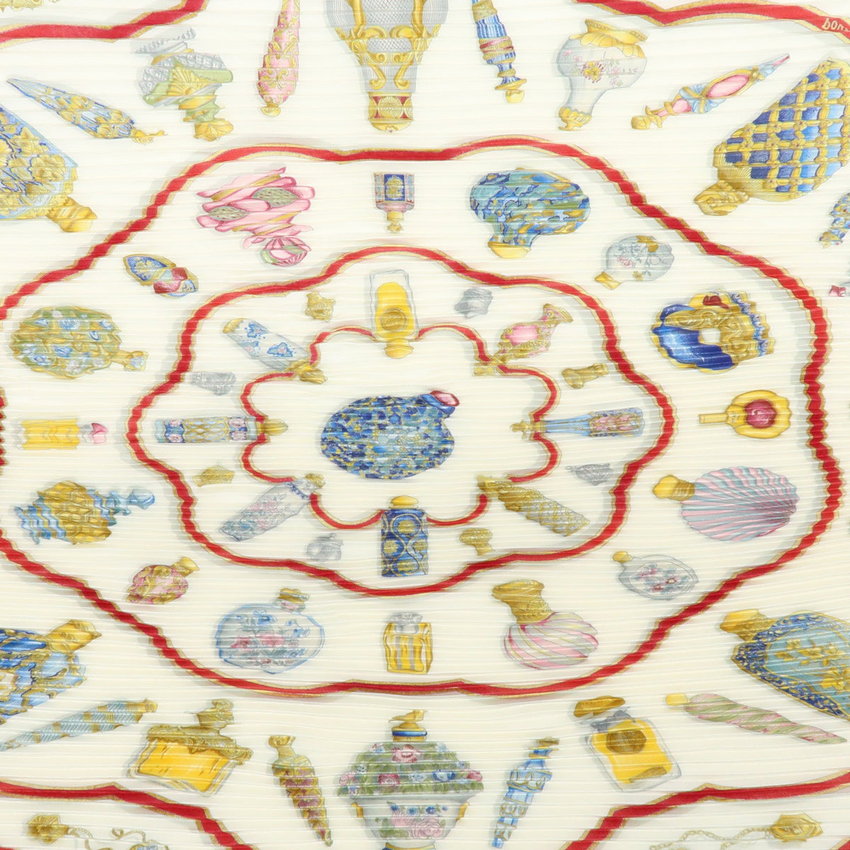 Hermes Carré 90 Pleated Silk, Navy, Silk, Scarf