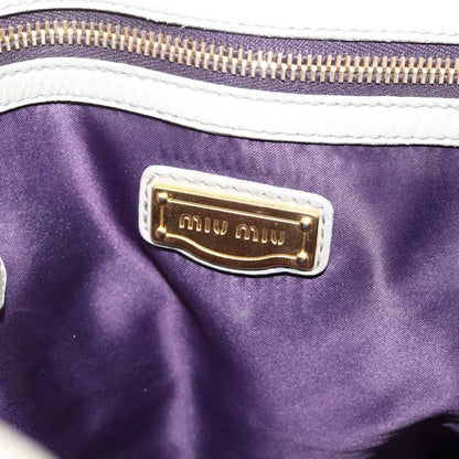 Miu Miu Bow Satchel Cervo Leather, Gray, Leather, Handbag