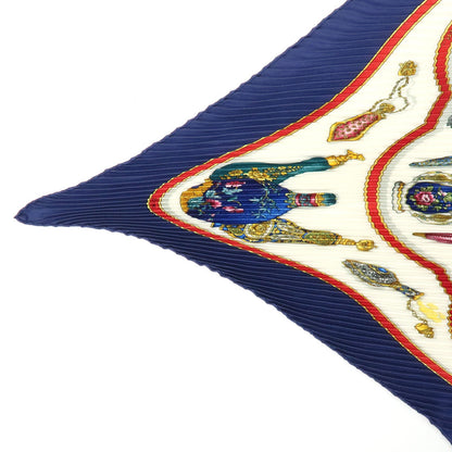 Hermes Carré 90 Pleated Silk, Navy, Silk, Scarf