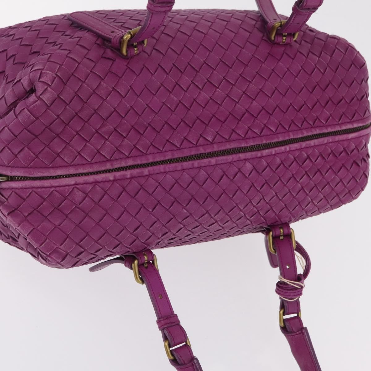 Bottega Veneta New Boston Intrecciato Nappa, Purple, Leather, Handbag