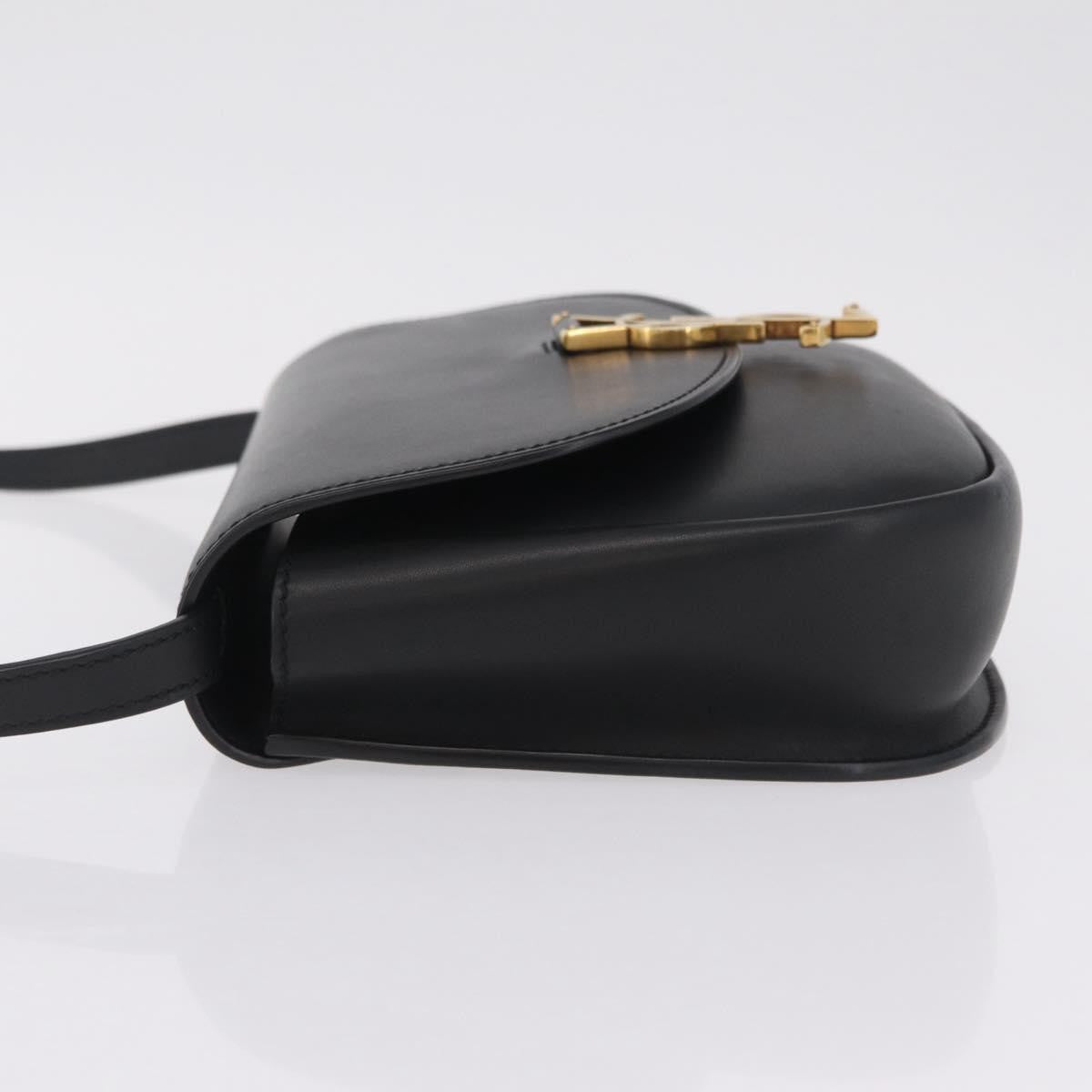 Saint Laurent Kaia Leather with Brogue Detail, Black, Leather, Shoulder Bag