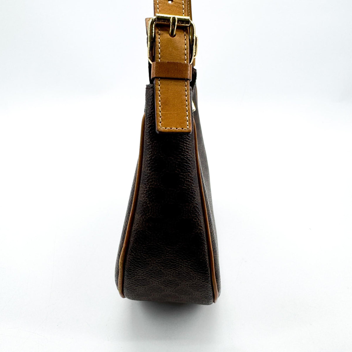Celine Ava Triomphe Coated Canvas, Black, Canvas, Handbag