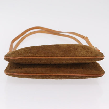 Celine C Macadam Shoulder Suede, Brown, Suede, Handbag