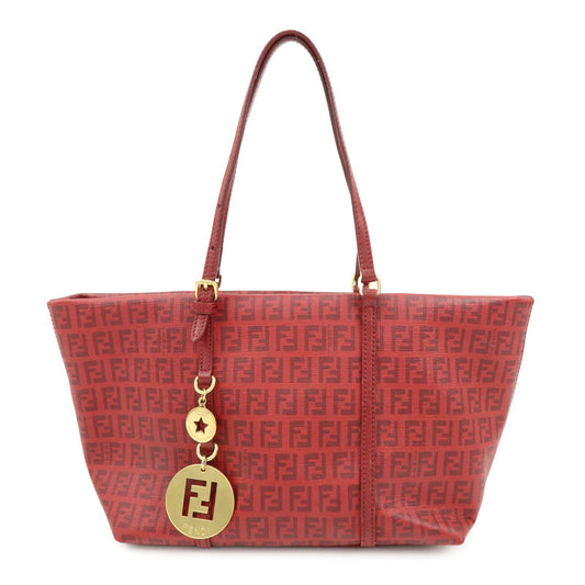 Fendi Superstar Zucchino Coated Canvas, Red, PVC, Tote Bag