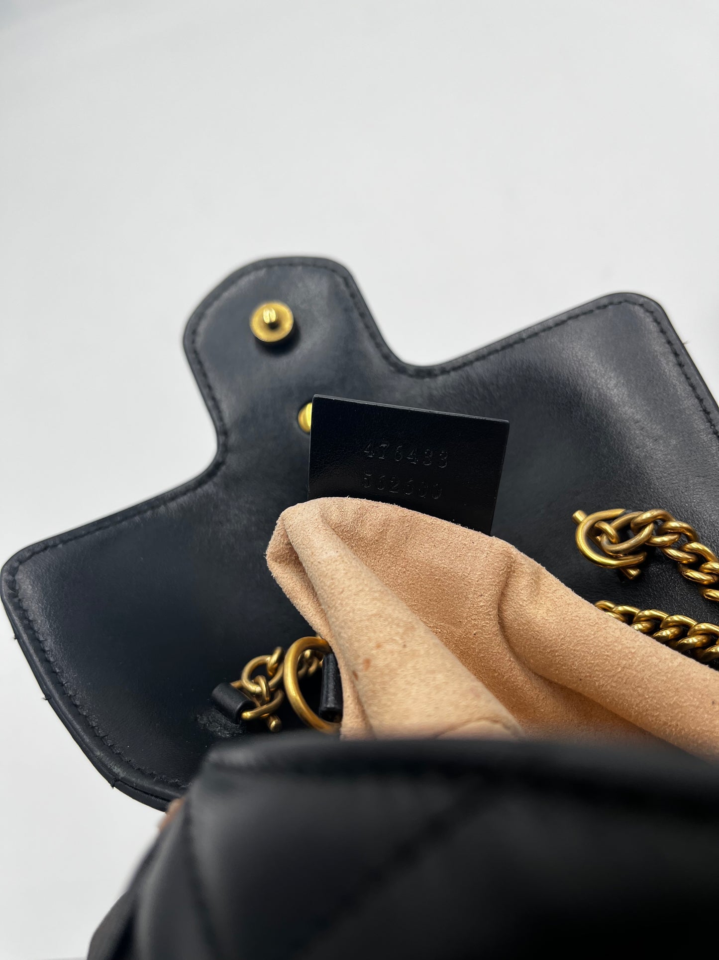 Gucci GG marmont Black leather, Black, Leather, Shoulder Bag