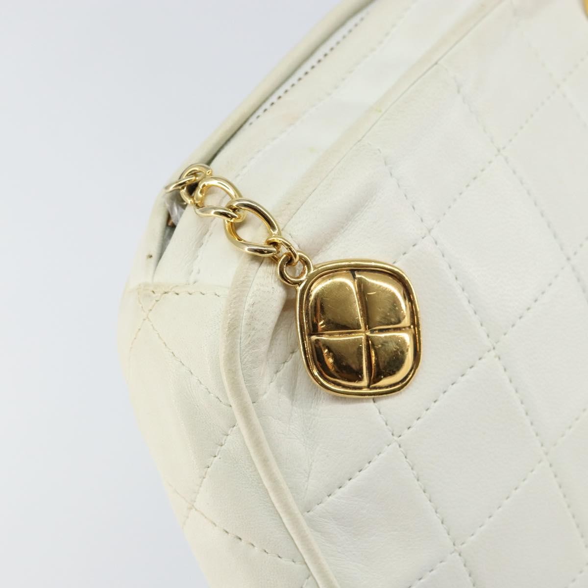 Chanel Vintage Diamond Tassel Quilted Lambskin, White, Leather, Crossbody Bag