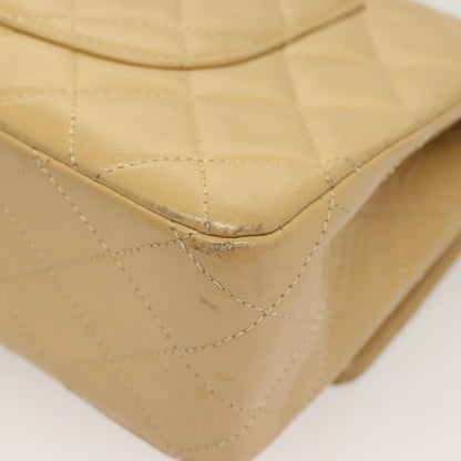 Chanel Vintage Classic Double Flap Bag Quilted Lambskin, BEIGE, LEATHER, Shoulder bag