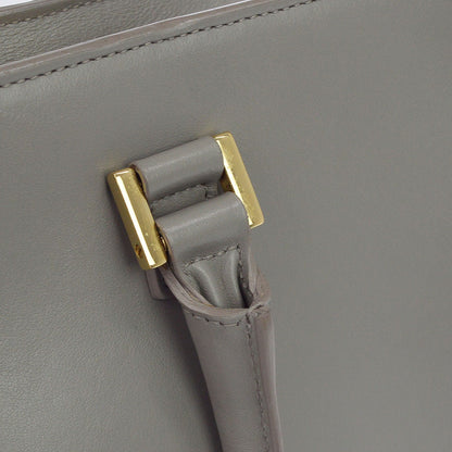 Saint Laurent Monogram Cabas Leather, Gray, Leather, Tote Bag