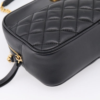 Versace Medusa Icon Front Slip Pocket Camera Quilted Leather, Black, Leather, Handbag