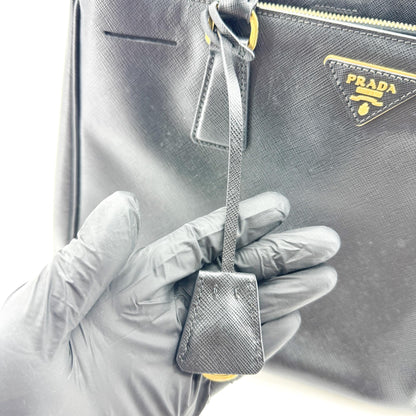 Prada Galleria  Strap Leather, Black, Leather, Handbag