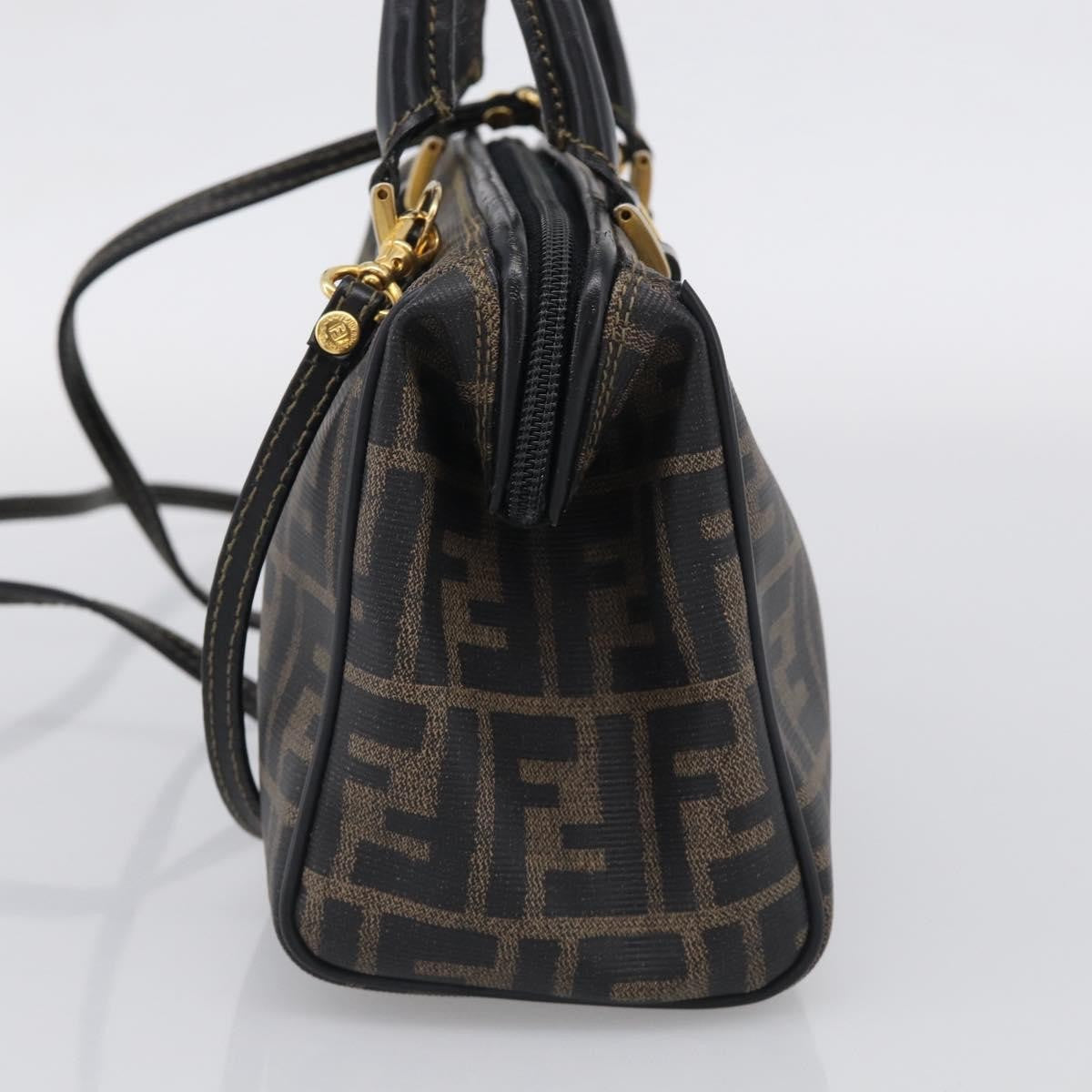 Fendi Convertible Boston Zucca Canvas, Brown, Canvas, Handbag