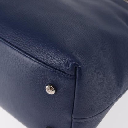 Christian Dior Granville Satchel Leather, BLUE, LEATHER, Handbag