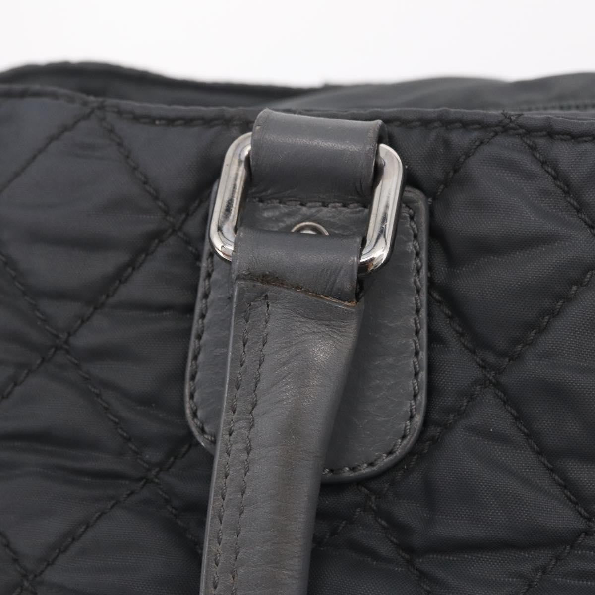 Chanel Vintage CC Quilted Nylon, Gray, Nylon, Tote Bag
