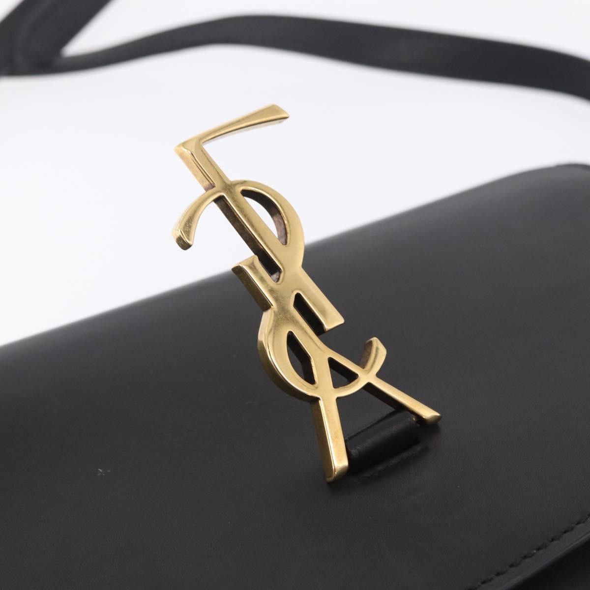 Saint Laurent Kaia Leather with Brogue Detail, Black, Leather, Shoulder Bag