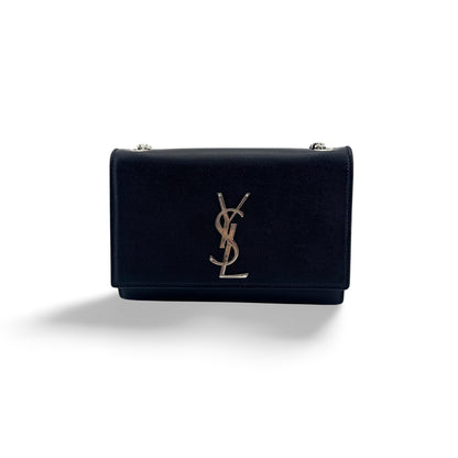 Saint Laurent Classic Monogram Grainy Leather, Black, Leather, Crossbody Bag