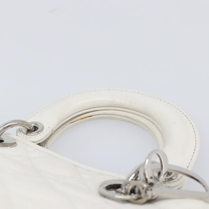 Christian Dior Lady Dior Cannage Quilt Lambskin, White, Leather, Handbag