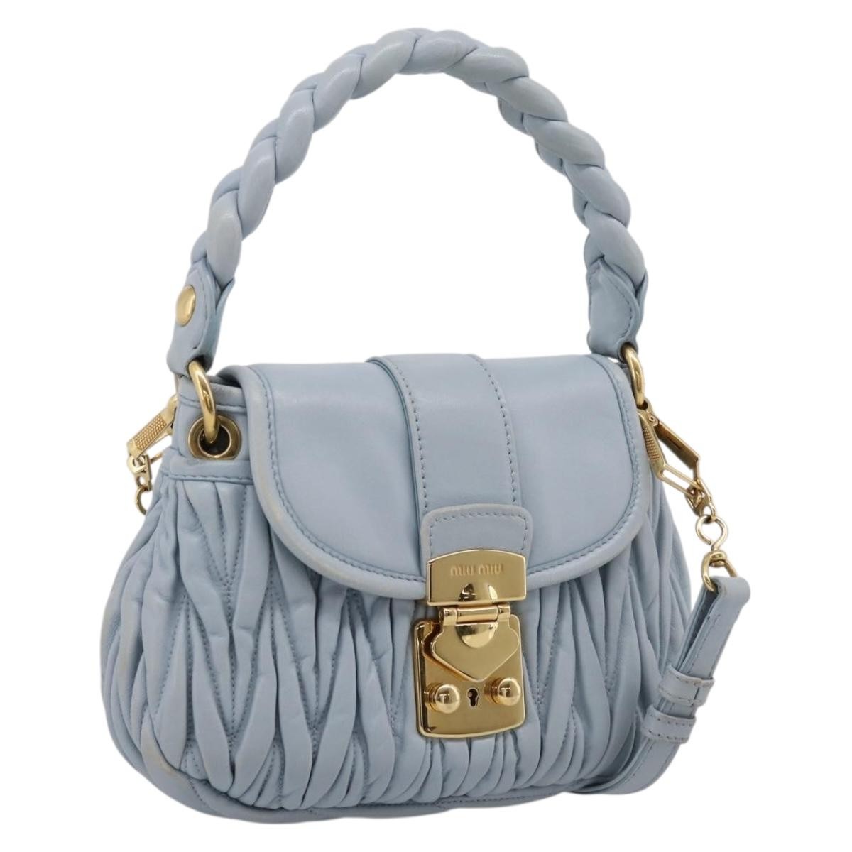Miu Miu Coffer Hobo Matelasse Leather, Blue, Leather, Handbag