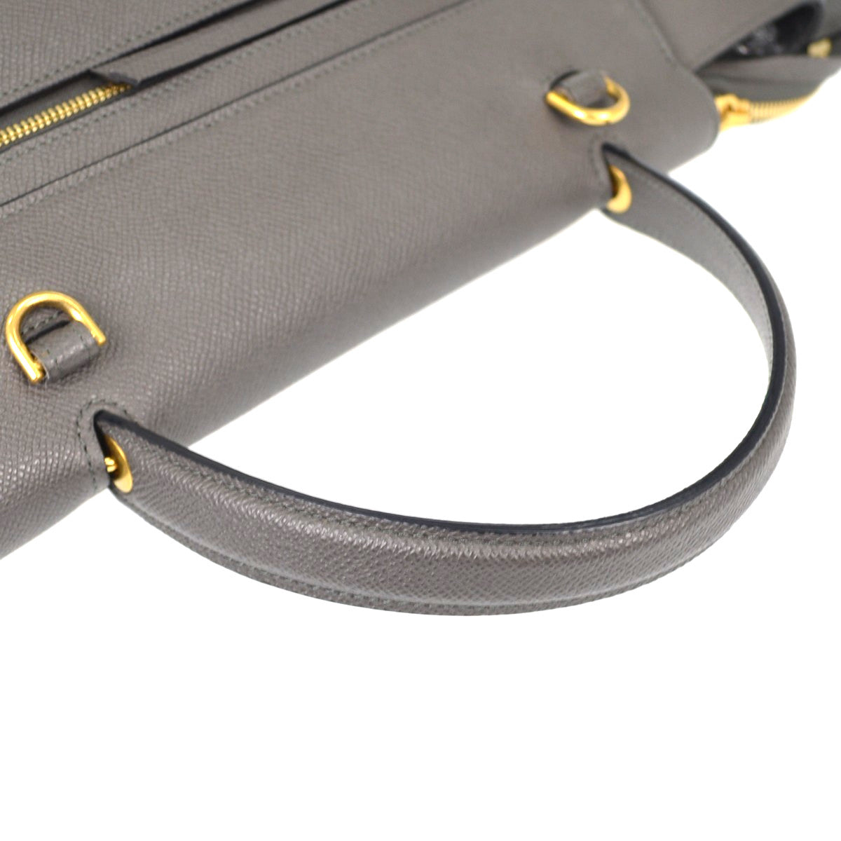 Celine Belt Textured Leather, Gray, Leather, Handbag