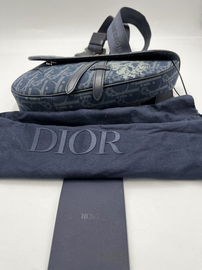 Christian Dior Saddle Tripple Pouch Oblique Canvas, BLACK, CANVAS, Crossbody bag