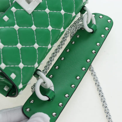 Valentino Garavani Free Rockstud Spike Flap Quilted Leather, Green, Leather, Handbag