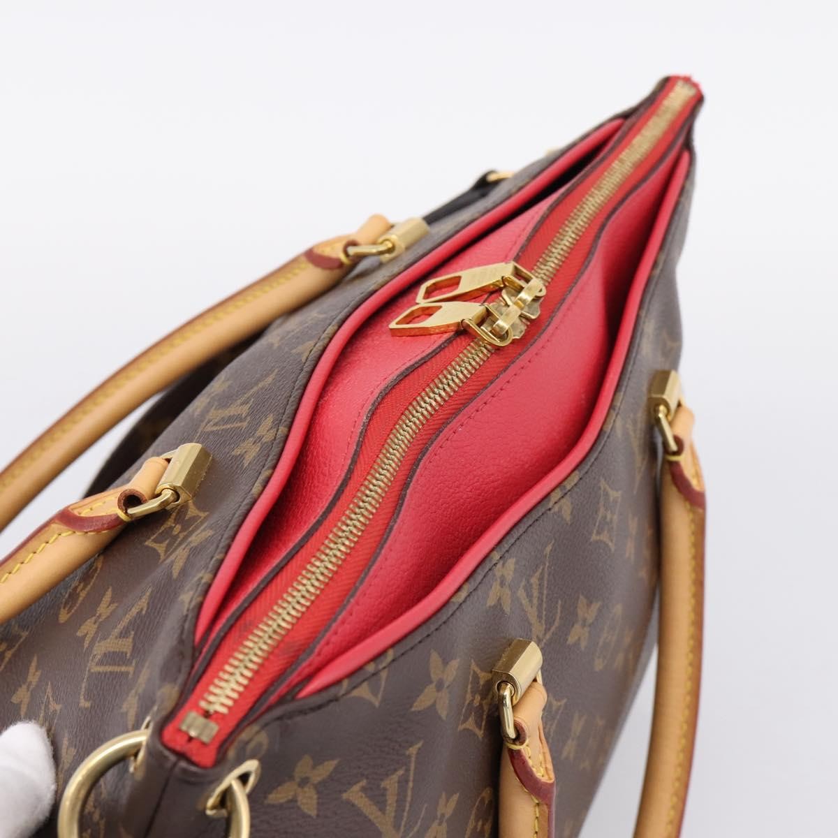 Louis Vuitton Pallas Monogram Canvas with Leather, Brown, Canvas, Tote Bag