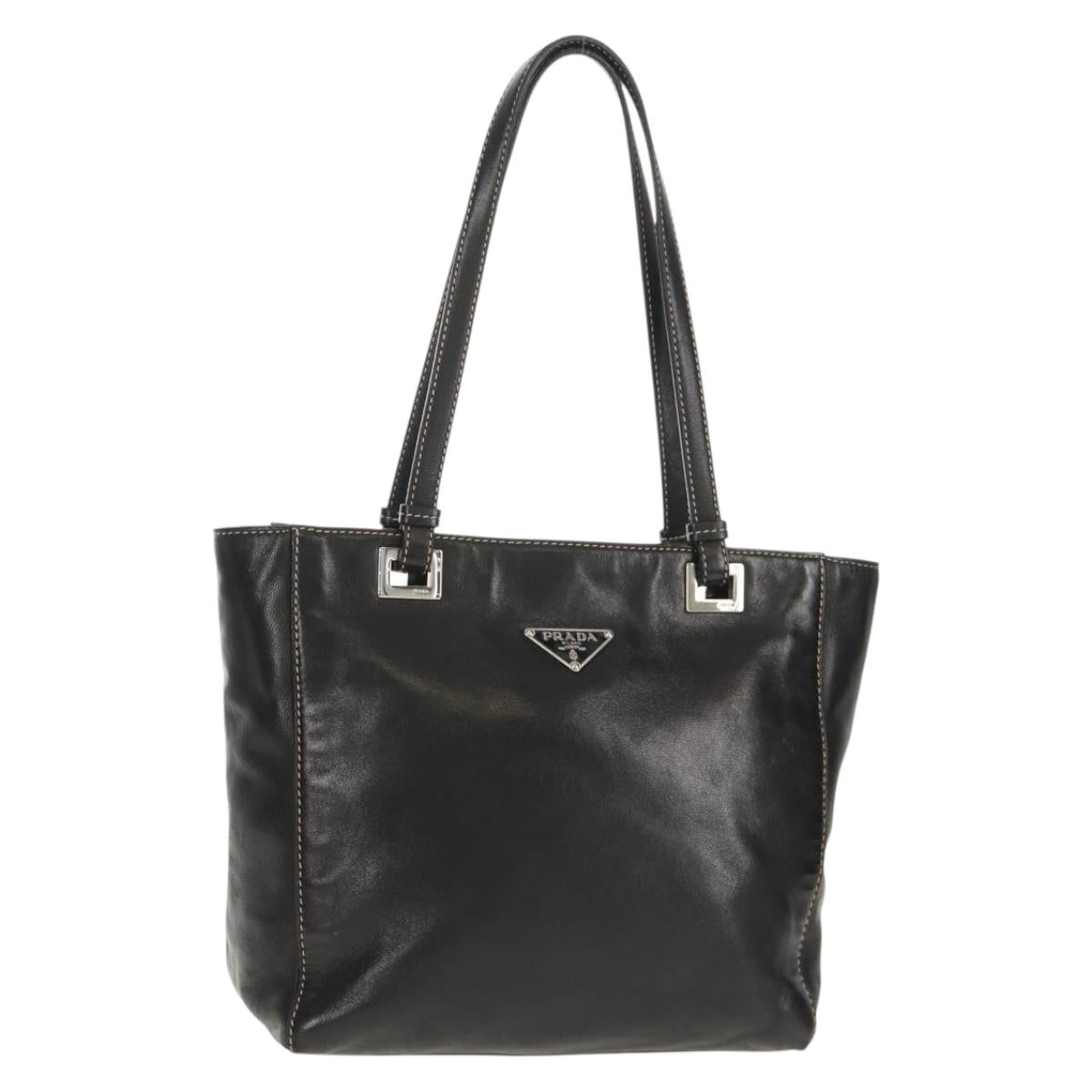 Prada Nappa Acciaio Tote bag, BLACK, LEATHER, Tote bag