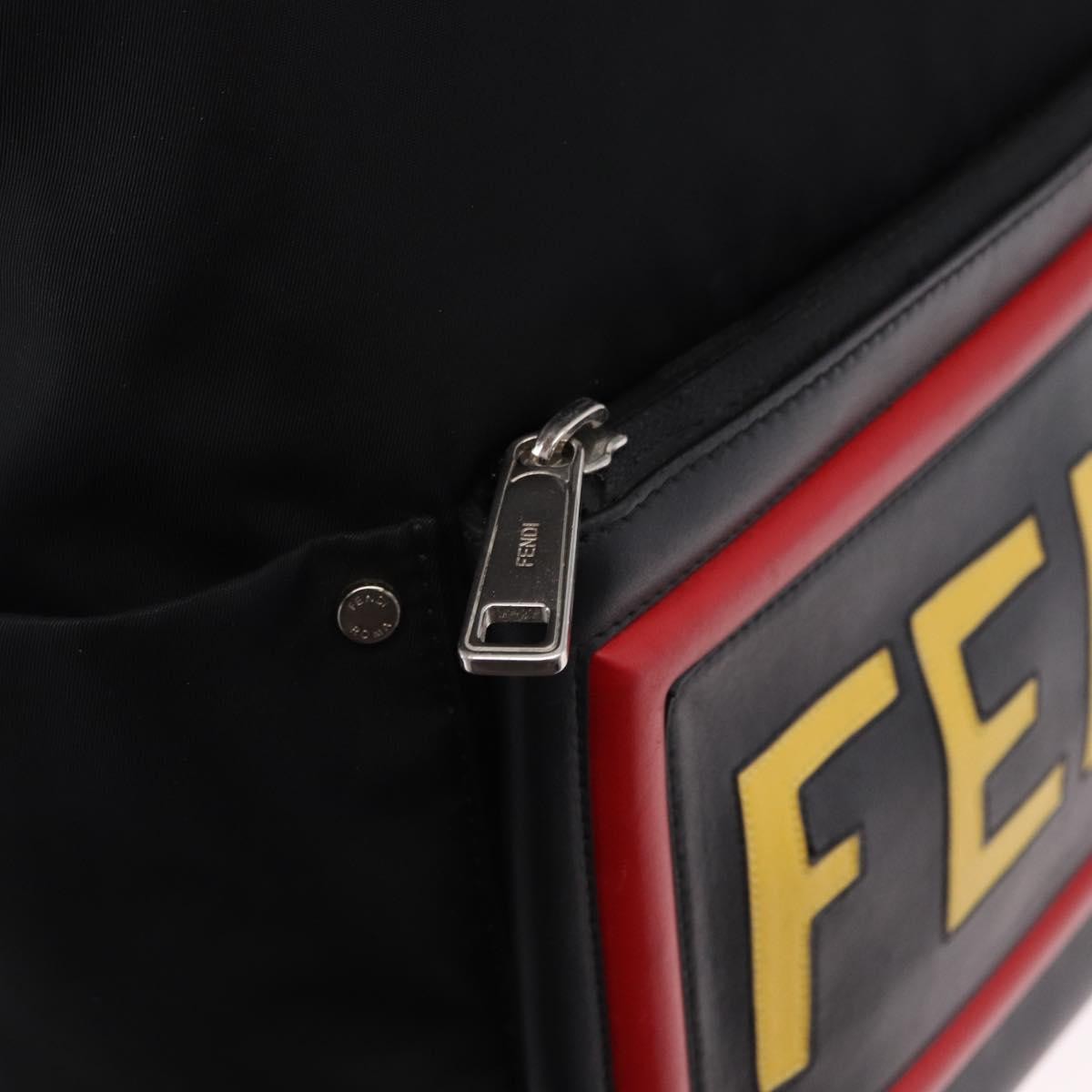 Fendi Fiend Nylon with Printed Leather, Black, Nylon, Backpack