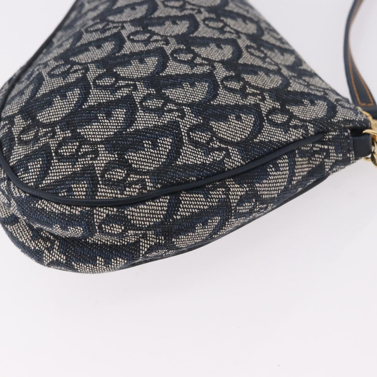 Christian Dior Vintage Saddle Bag Canvas, Navy, Canvas, Clutch