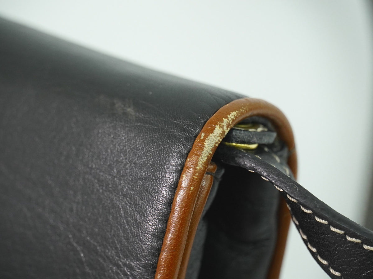 Celine Flap Shoulder Leather, Black, Leather, Shoulder Bag