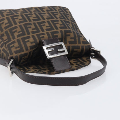 Fendi Round Flap Baguette Zucca Canvas, Black, Canvas, Shoulder Bag