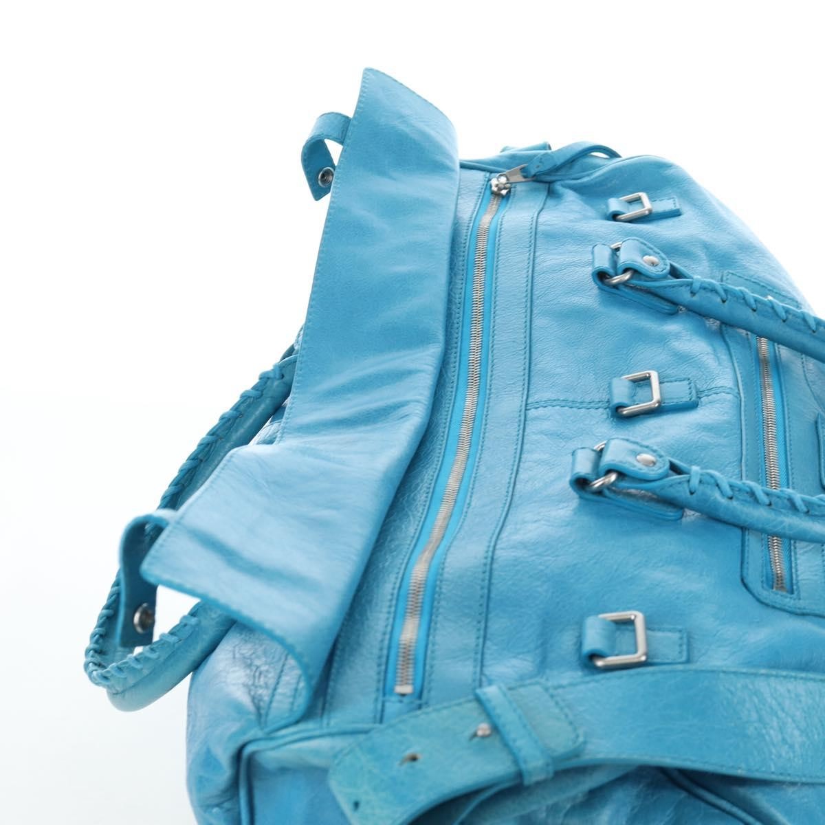 Balenciaga Squash Duffle Leather, Blue, Leather, Handbag