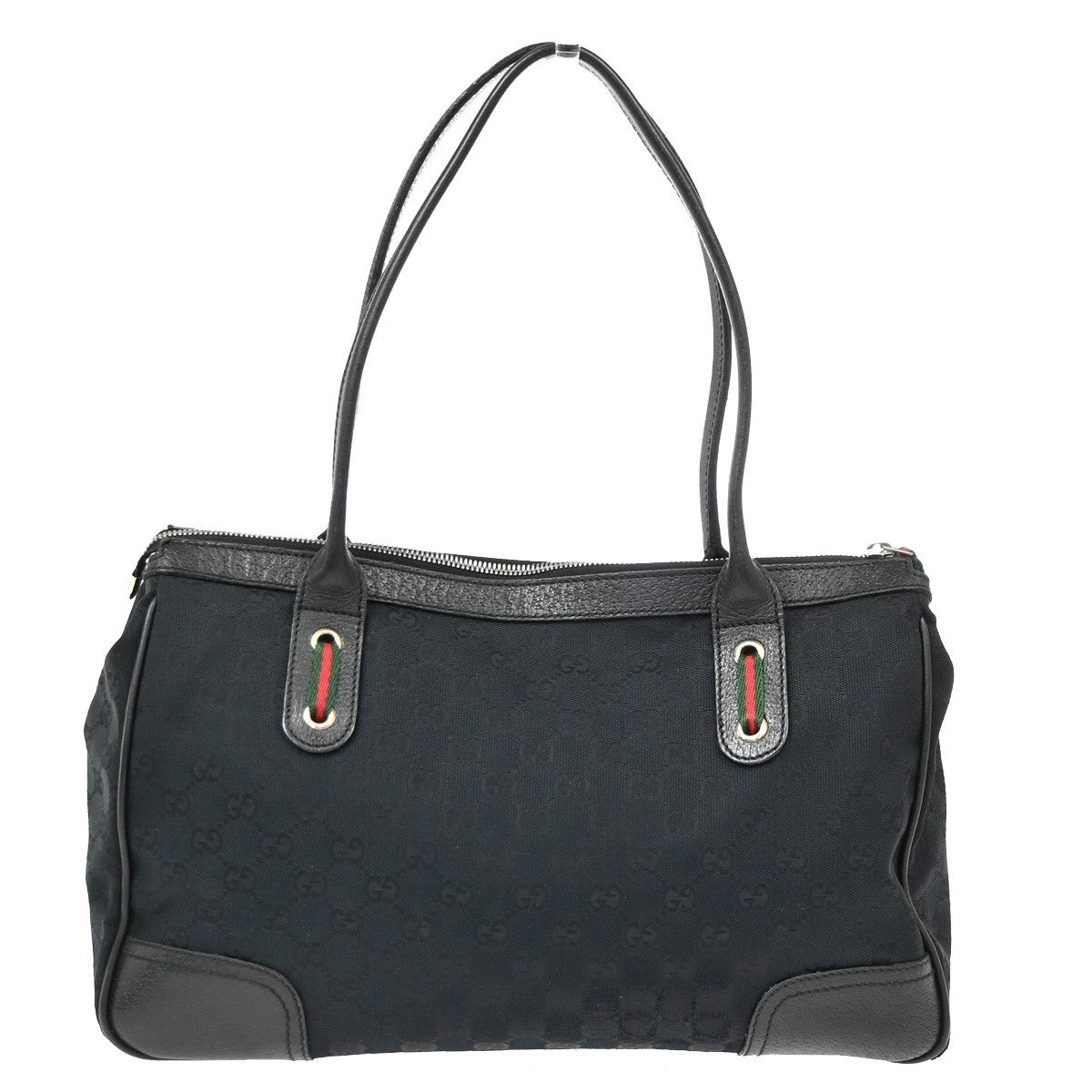 Gucci Princy Tote GG Canvas and leather, Black, Canvas, Tote Bag