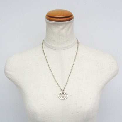 Gucci Engraved Interlocking G Chain Link Pendant Sterling Silver, Silver, Silver, Necklace