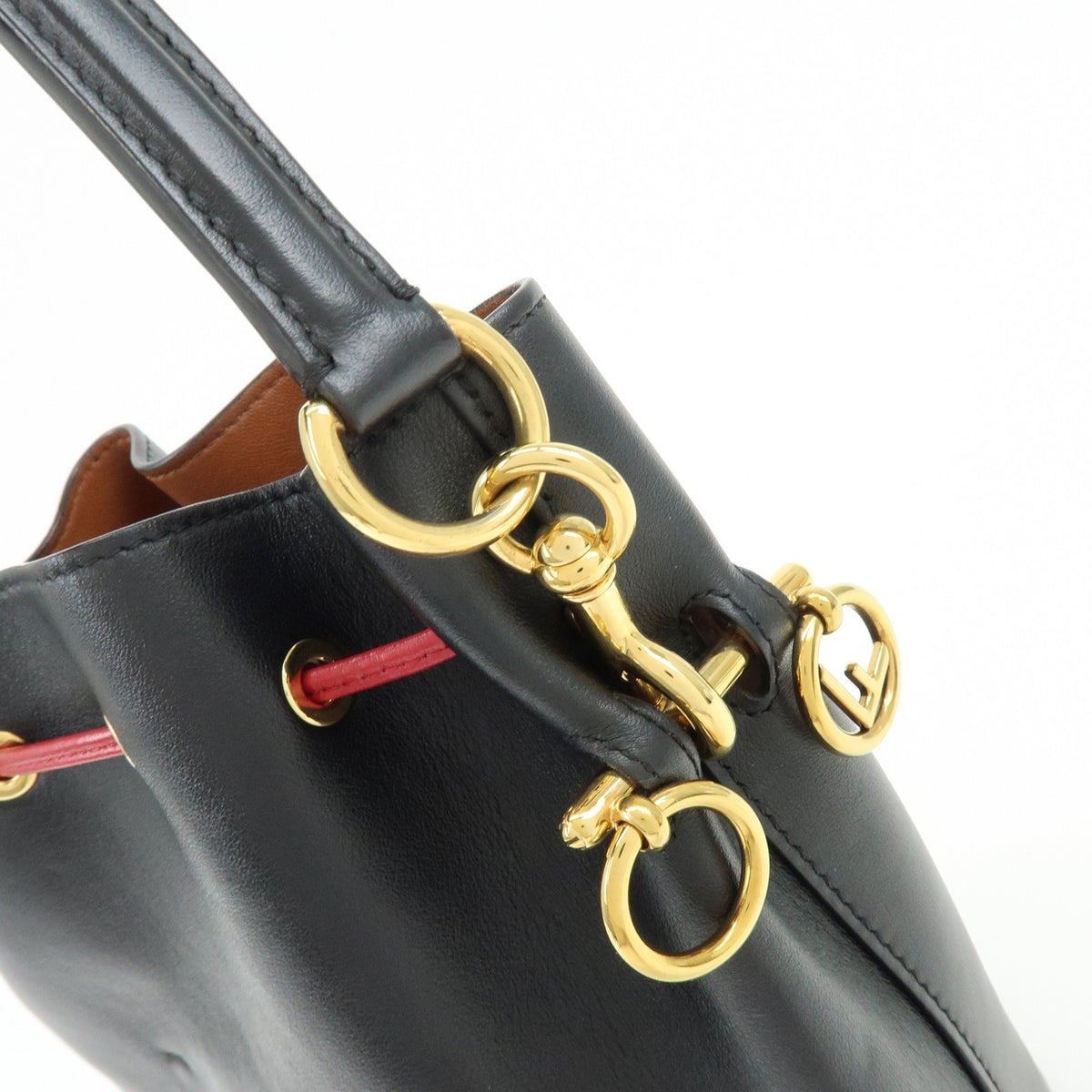 Fendi Mon Tresor Bucket Perforated Leather, Black, Leather, Handbag