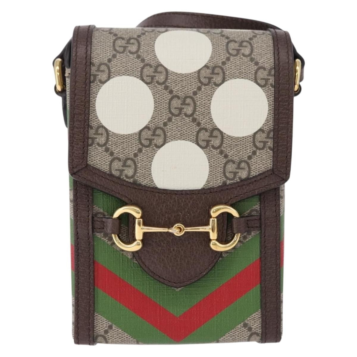 Gucci Horsebit 1955 Printed GG Coated Canvas, Beige, Canvas, Crossbody Bag