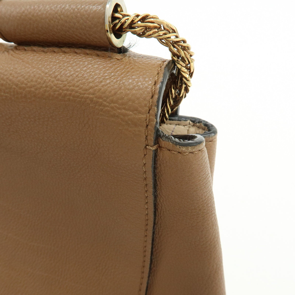 Chloe Elsie Chain Leather, Brown, Leather, Shoulder Bag