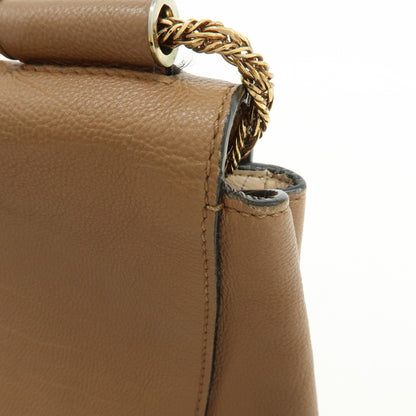 Chloe Elsie Chain Leather, Brown, Leather, Shoulder Bag