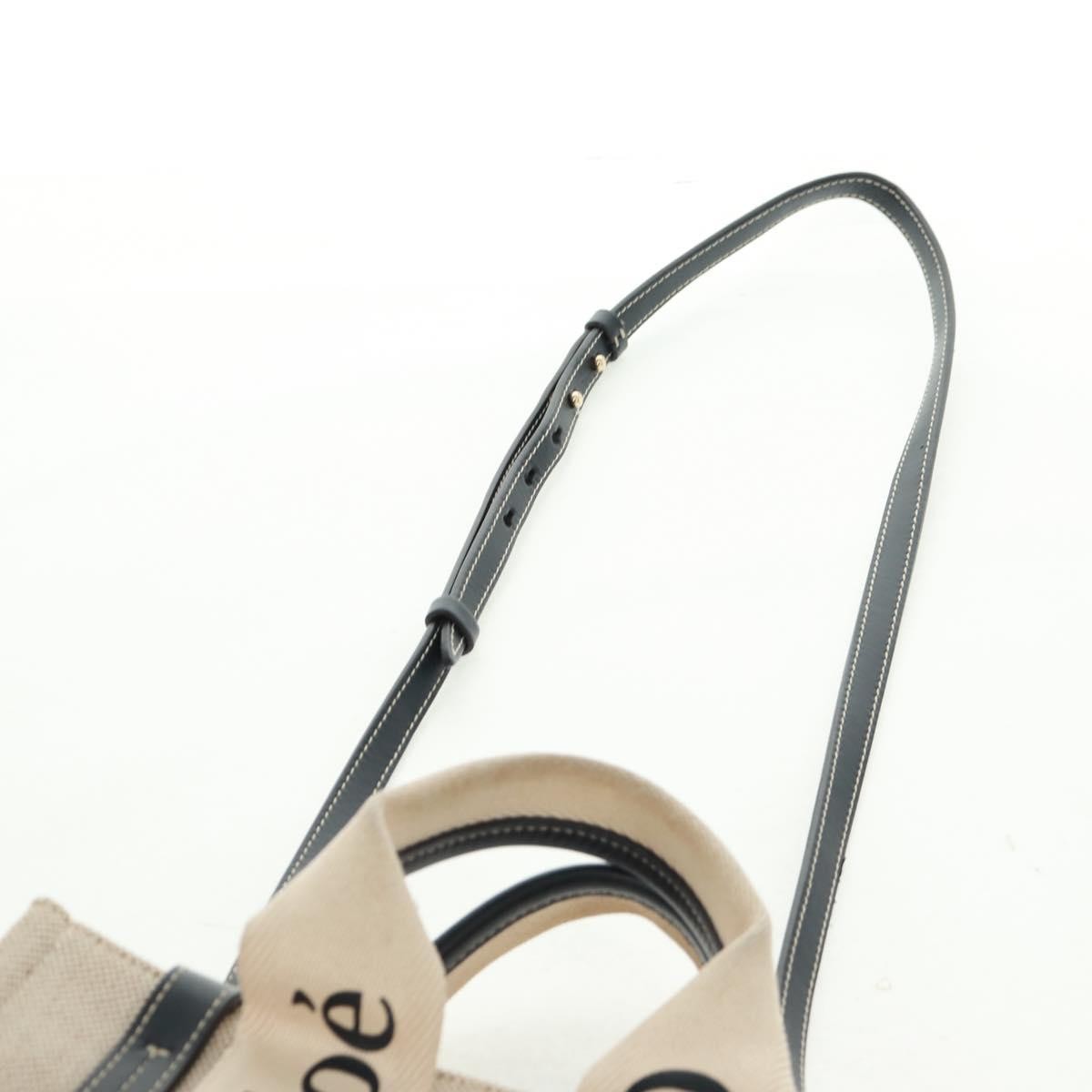 Chloe Woody Convertible Canvas with Leather, Beige, Canvas, Tote Bag