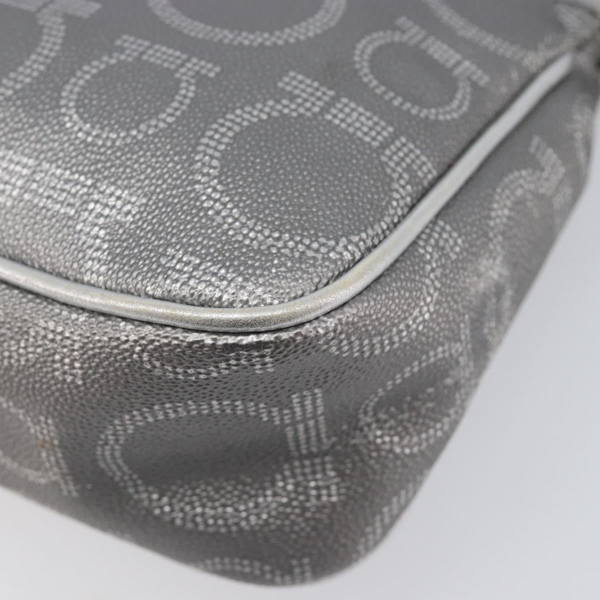 Salvatore Ferragamo Gancini Leather, Silver, Leather, Crossbody Bag