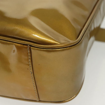 Gucci Vintage Bamboo Handle Open Hobo Leather, Gold, Patent Leather, Shoulder Bag