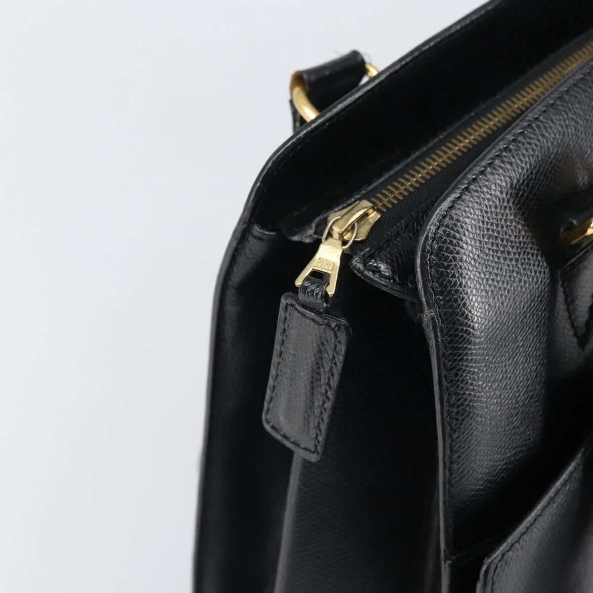 Celine Vintage turn lock shoulder Leather, Black, Leather, Handbag
