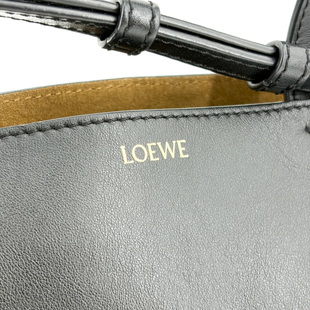 Loewe Puzzle Fold Leather, Black, Leather, Tote Bag
