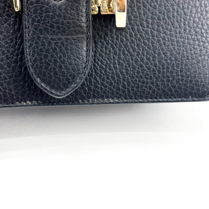 Gucci Interlocking Leather, Black, Leather, Shoulder Bag