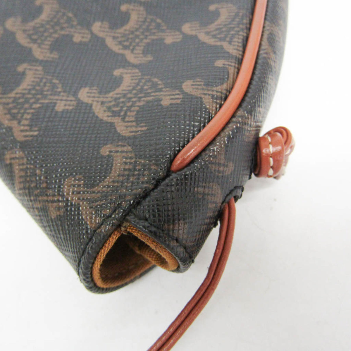 Celine Triangle Triomphe Coated Canvas, Brown, Canvas, Crossbody Bag